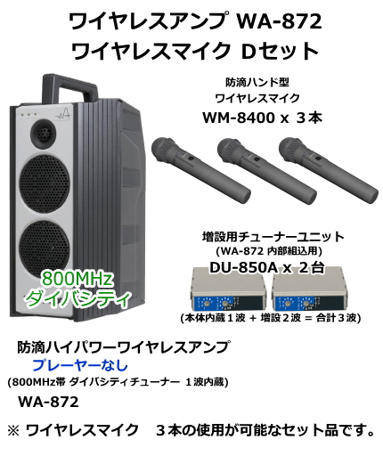ユニペックス WA-872　ワイヤレスマイク　Dセット
